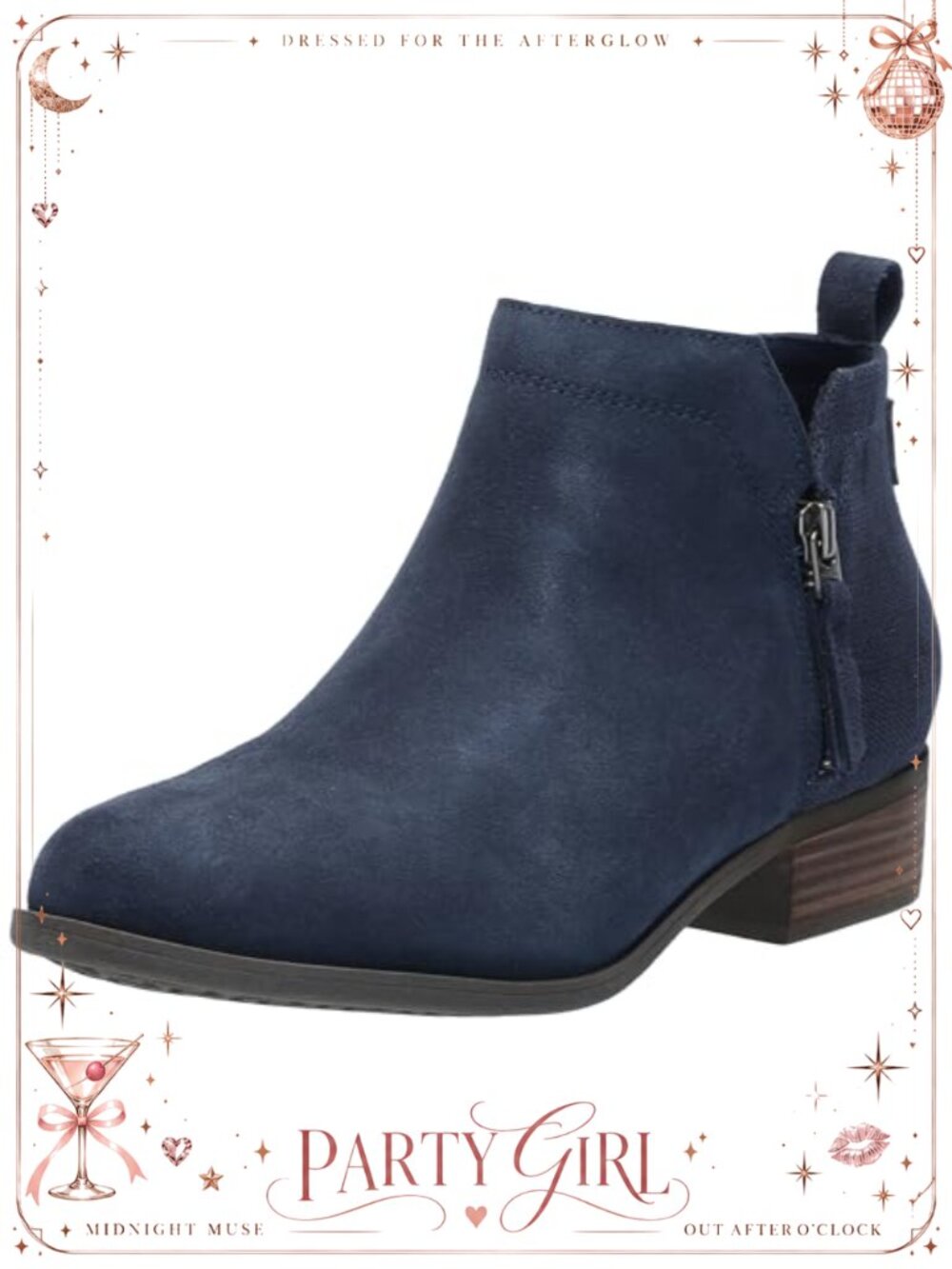 Suede Canvas Ankle Bootie with Dual Zippers Low Block Heel Fall Booties